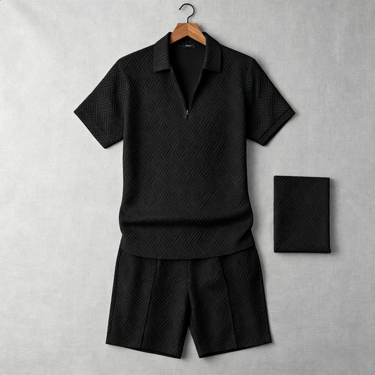 Men's Geometric Lapel Casual Set