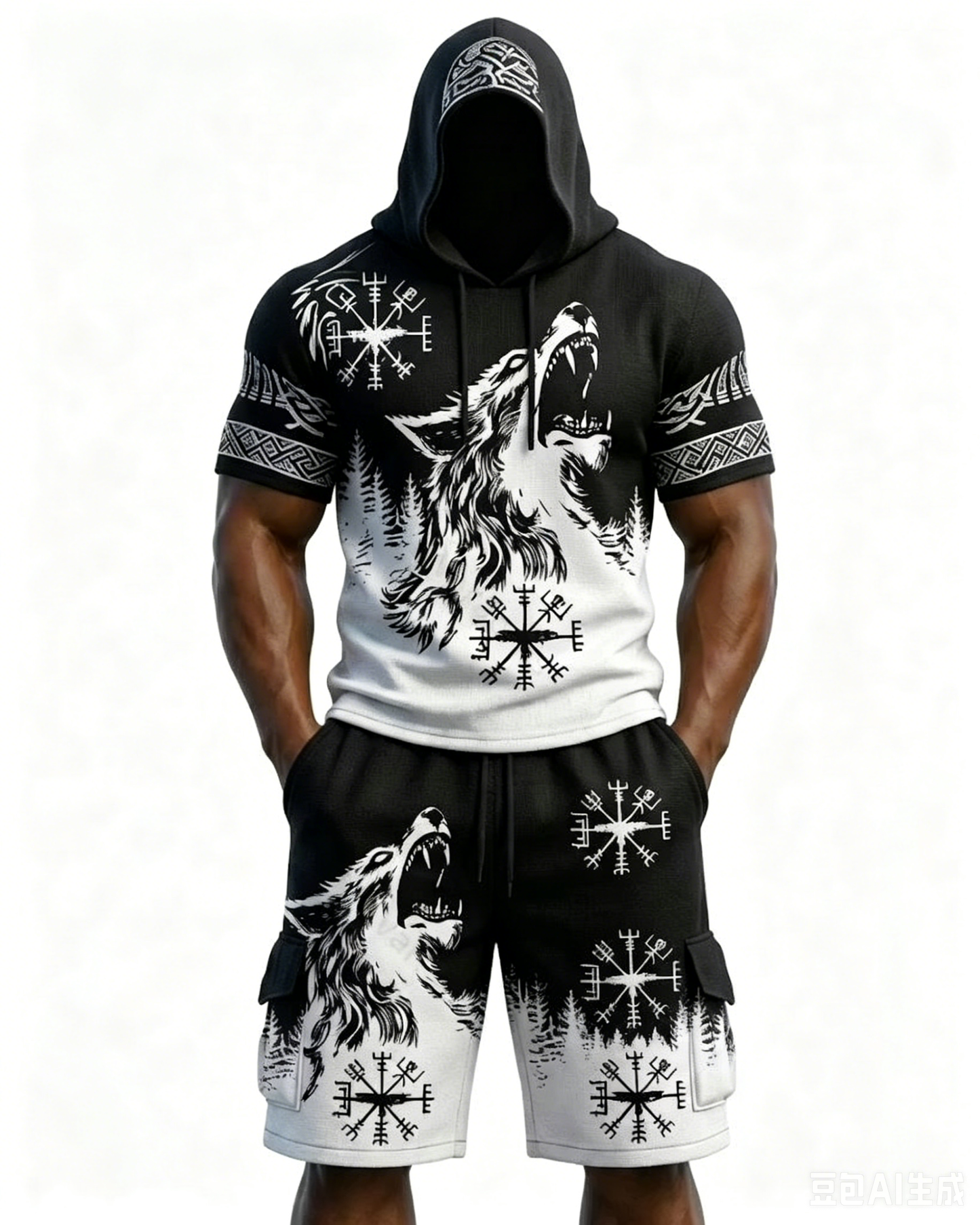 Men's Fashion Embroidered Hoodie and Pants Two-Piece Set