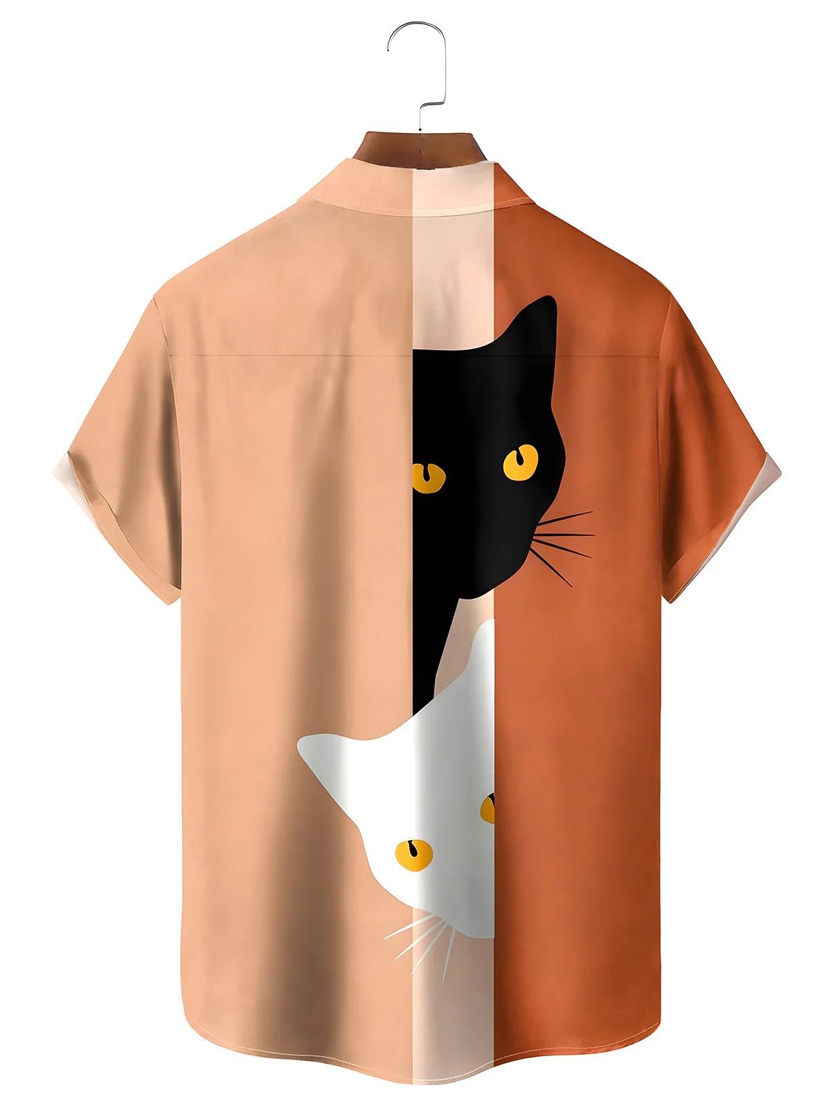 Cat Men's Pocket Short Sleeve Shirts