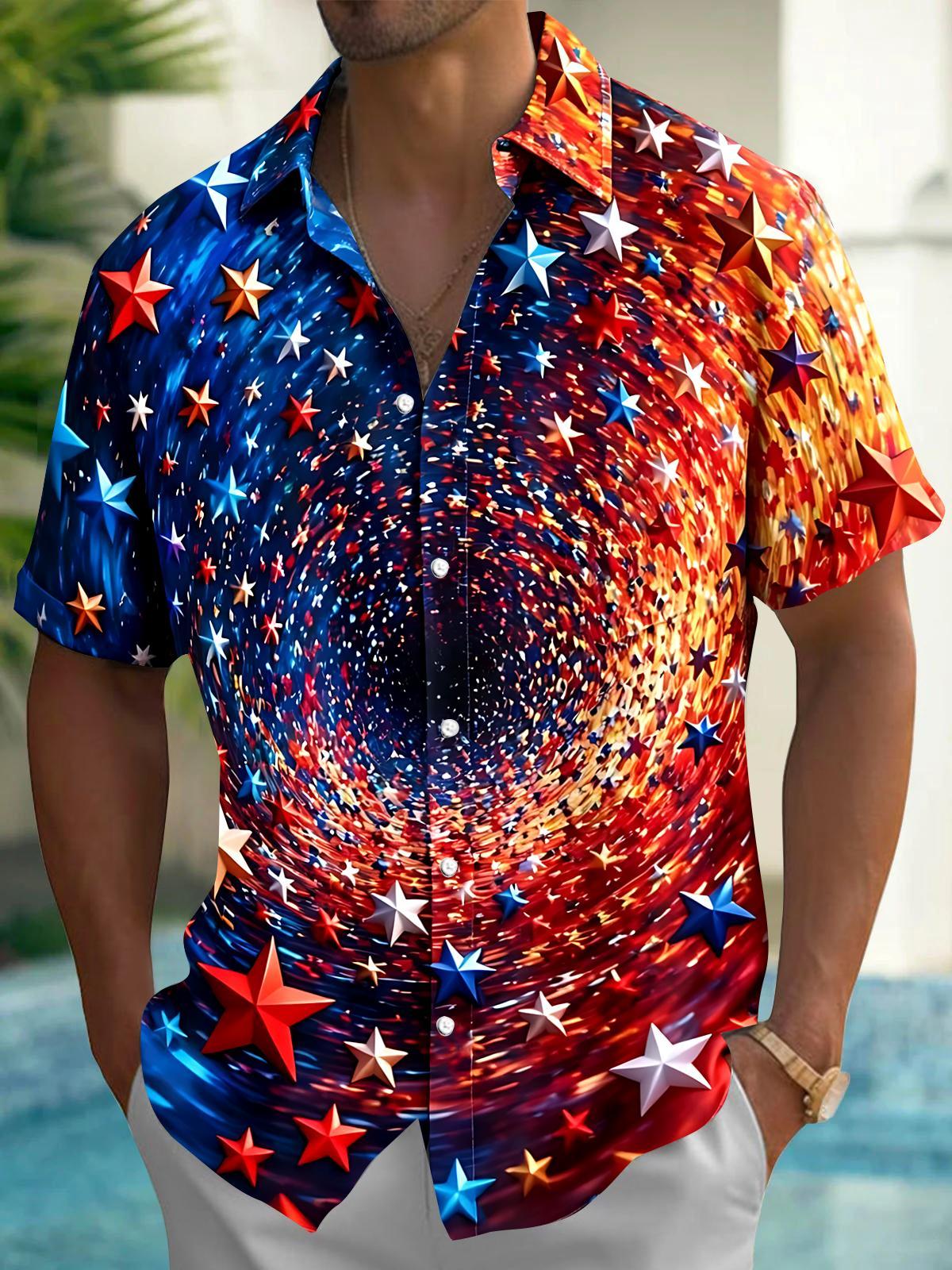 Independence Star Men's Pocket Short Sleeve Shirts