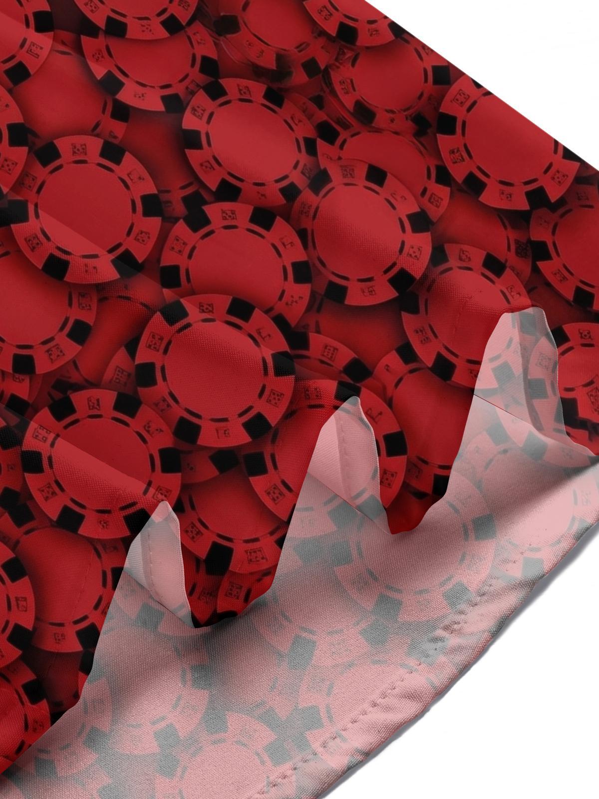 Poker Chip Print Men's Pocket Short Sleeve Shirts