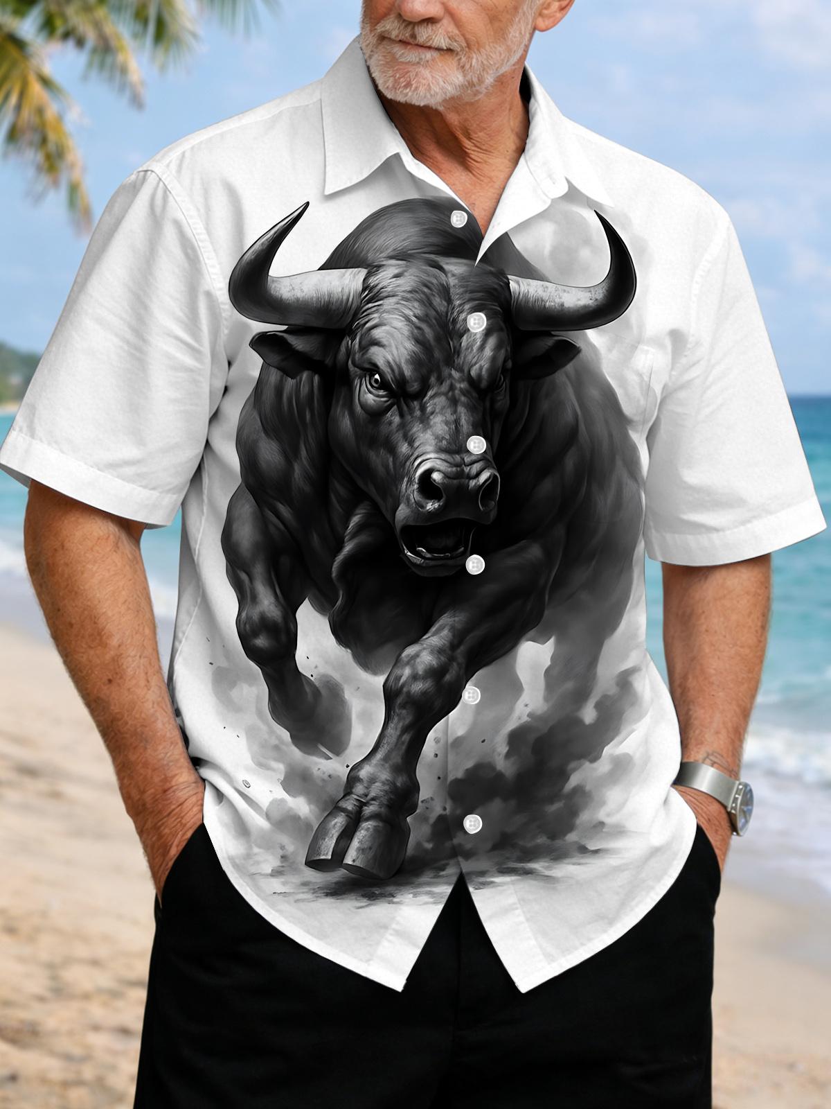 Cow Print Men's Pocket Short Sleeve Shirts