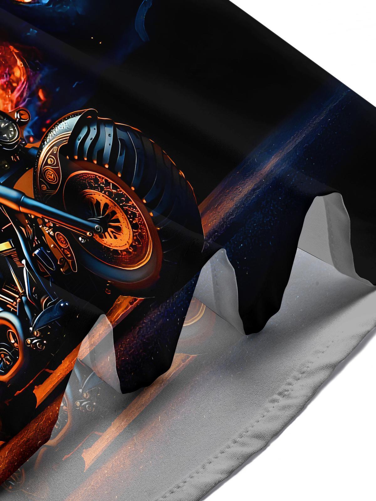 Dark Route 66 Skull Motorcycle Men's Pocket Short Sleeve Shirts