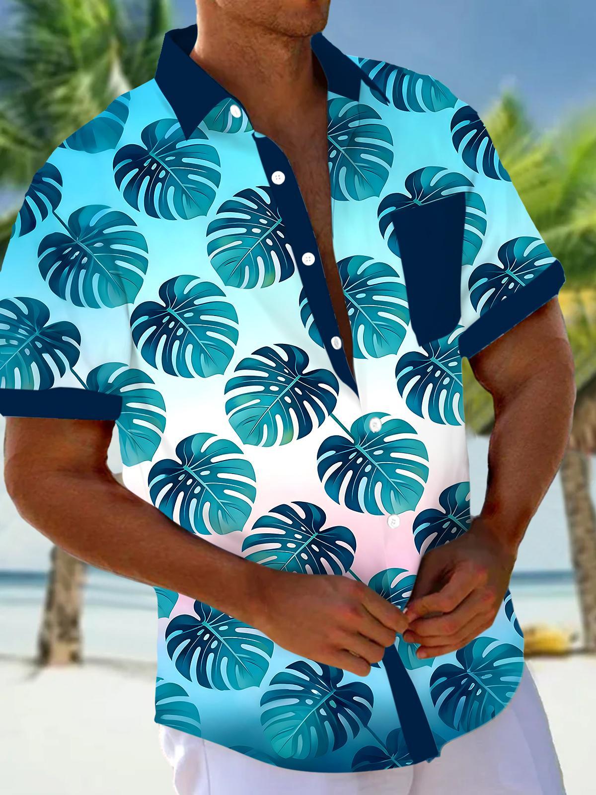 Hawaiian Leaf Men's Pocket Short Sleeve Shirts