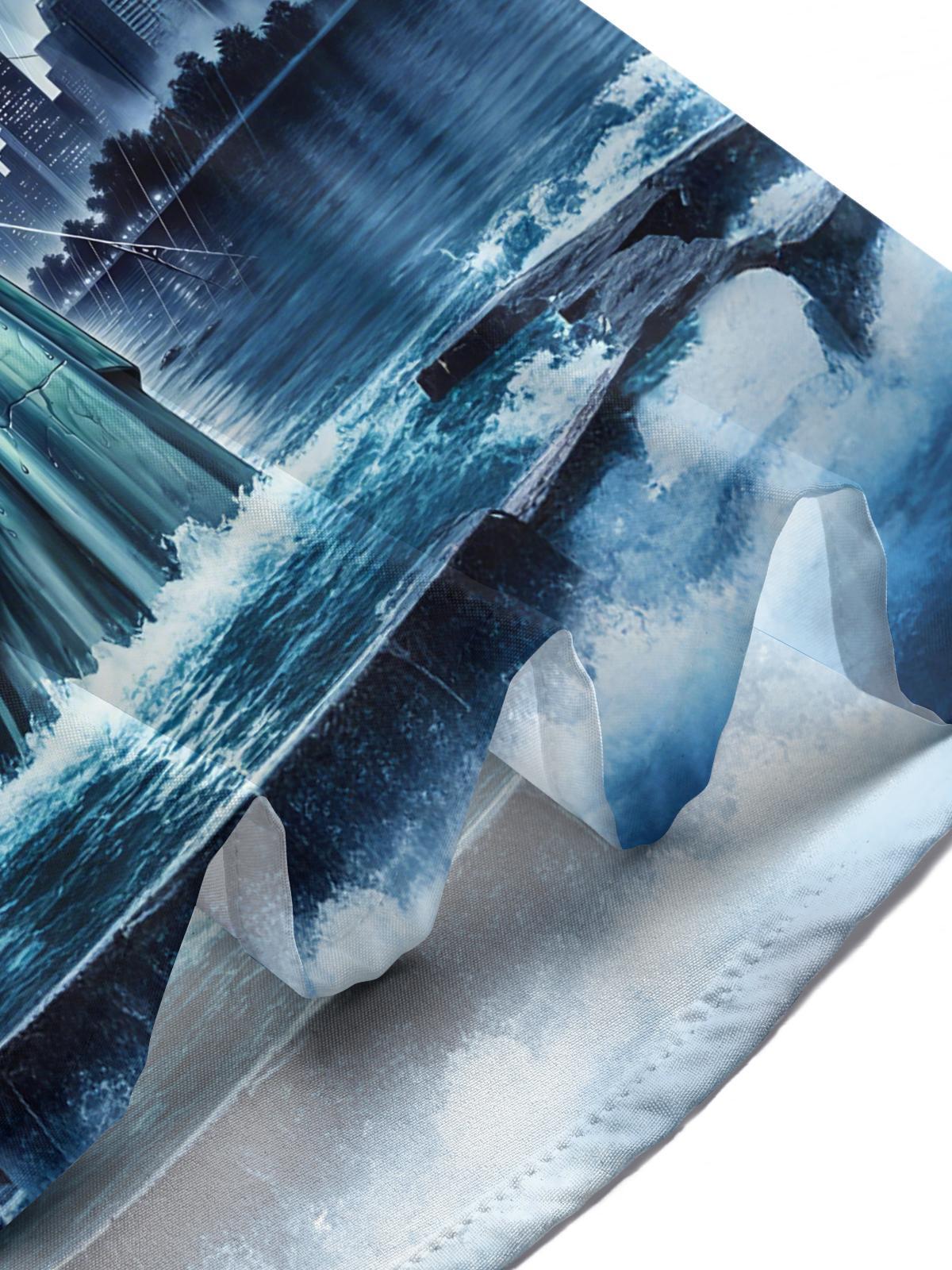 Independence Day Statue of Liberty American Flag Print Men's Pocket Short Sleeve Shirts