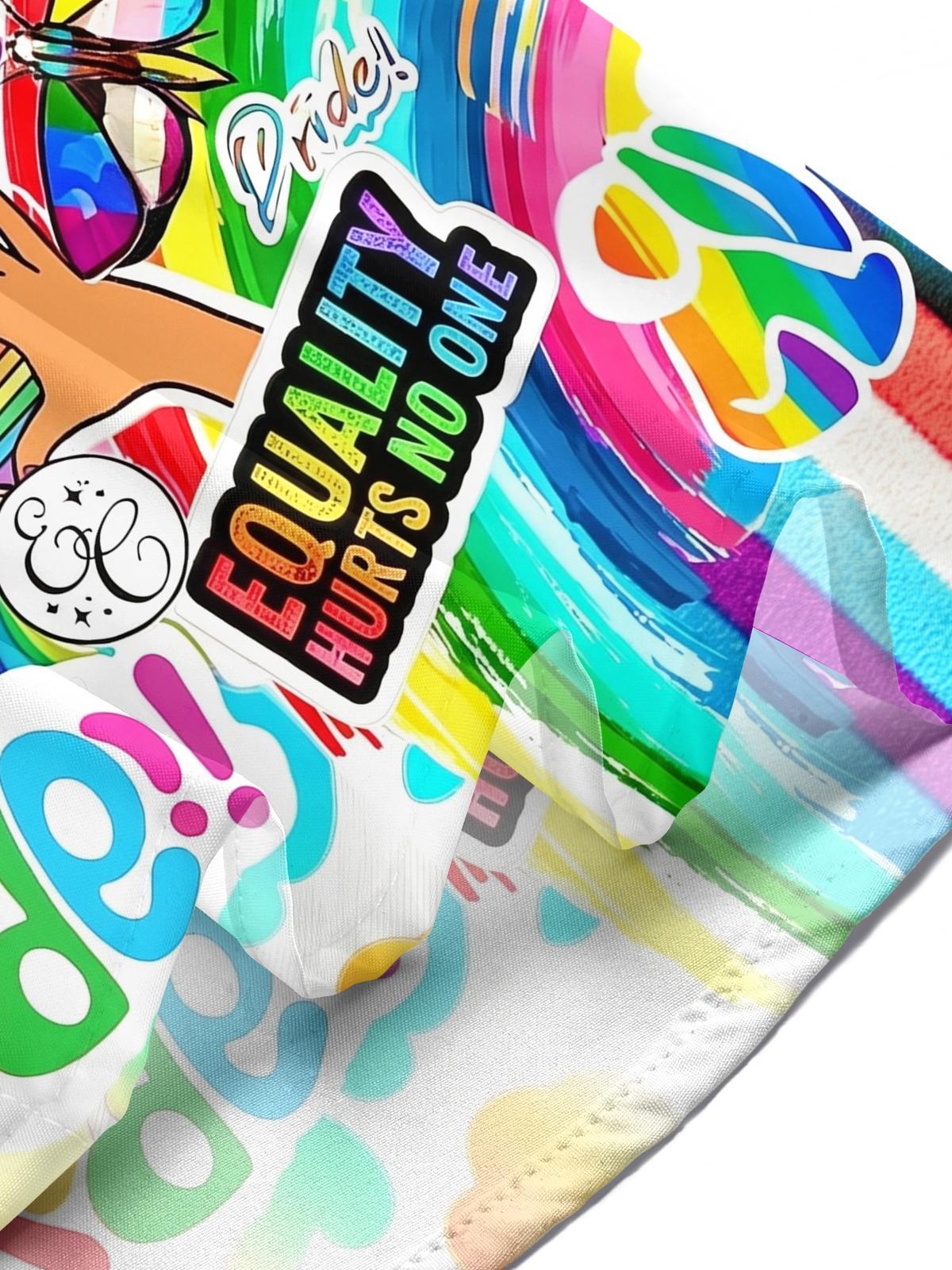 Pride Moon Colorful Letters Men's Pocket Short Sleeve Shirts