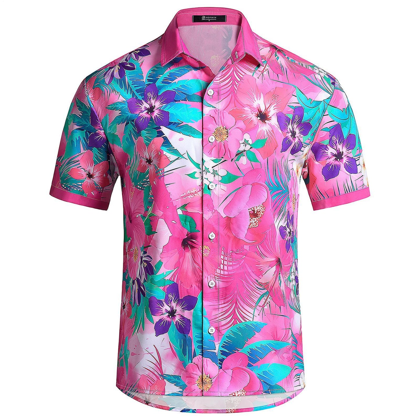 Mens Hawaiian Shirt Flower Print Casual Shirts Short Sleeve Beach Vacation Clothes for Travel Vacation Summer Beach fine