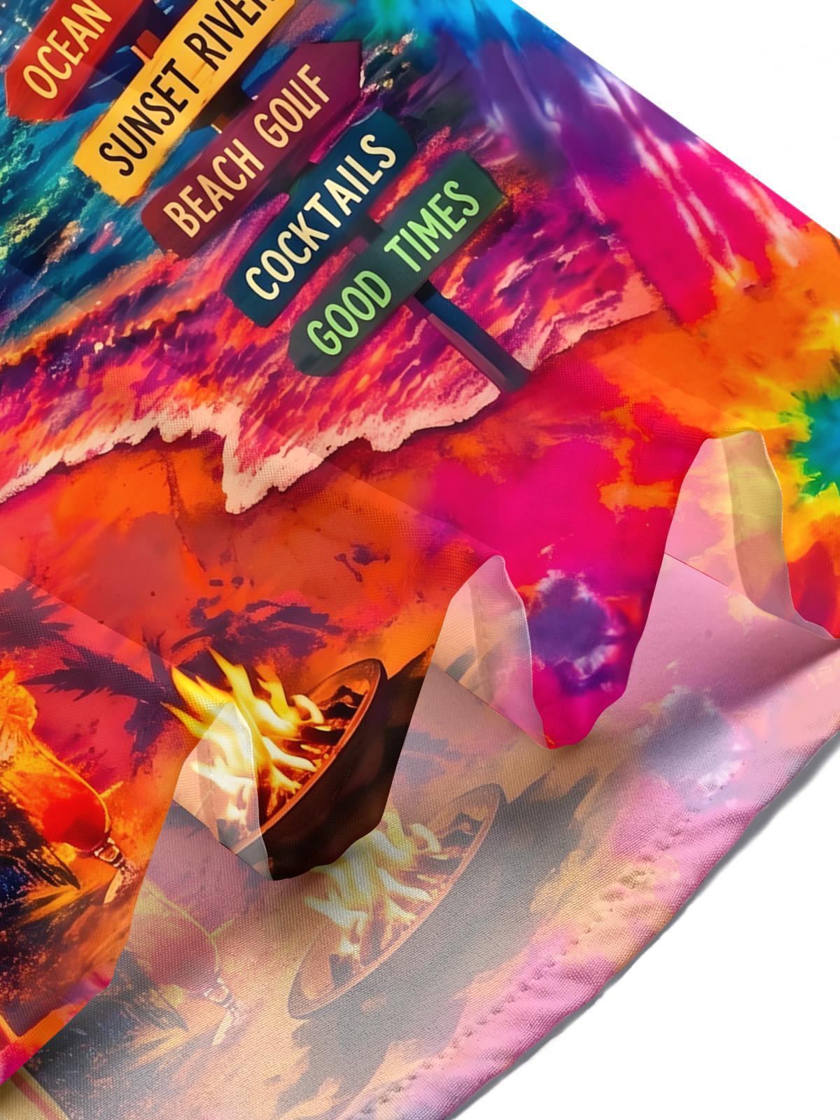 Hawaiian Tropic Cruise Life Adventure Golden Sunset Voyage Tropical Beach Elements Men's Pocket Short Sleeve Shirts