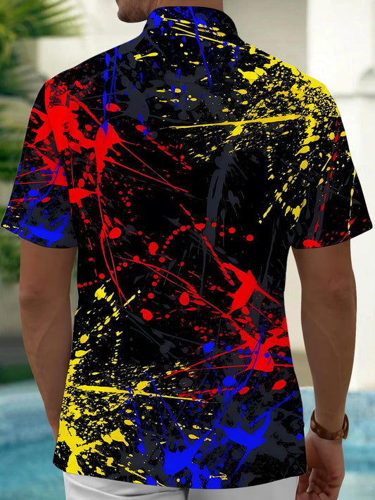 Abstract Gradient Print Men's Pocket Short Sleeve Shirts