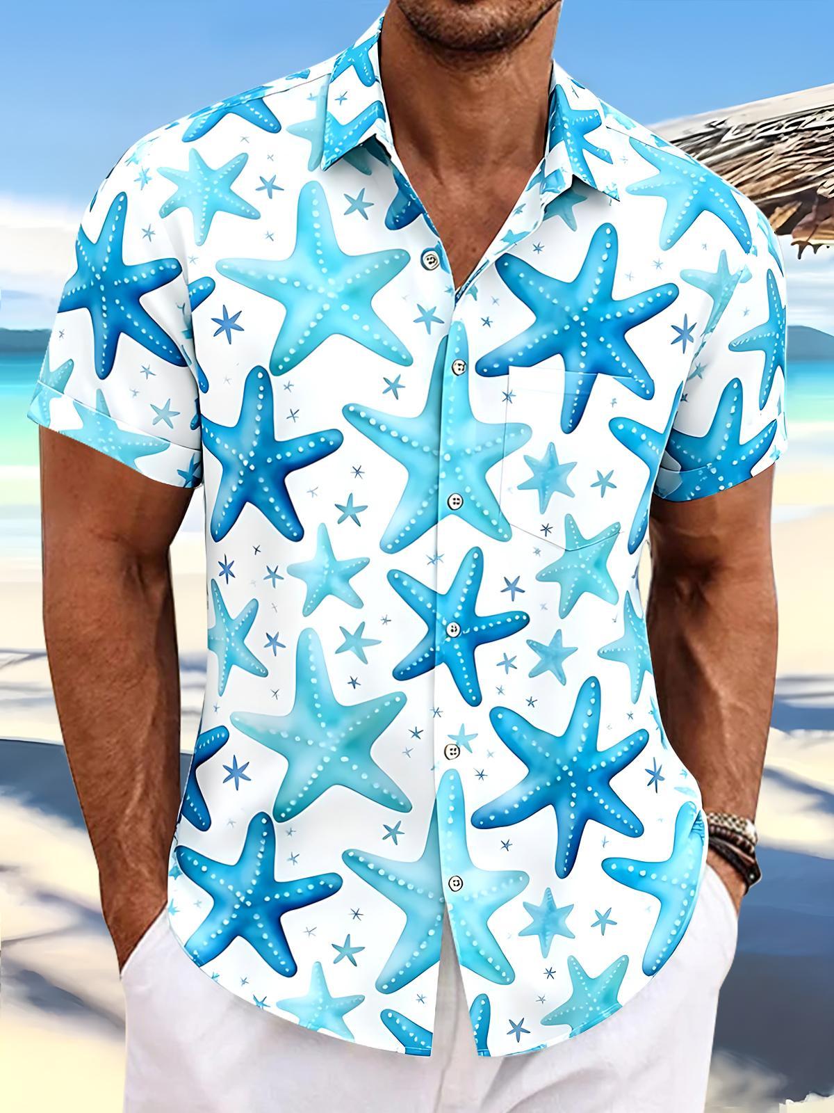 Hawaiian Starfish Men's Pocket Short Sleeve Shirts