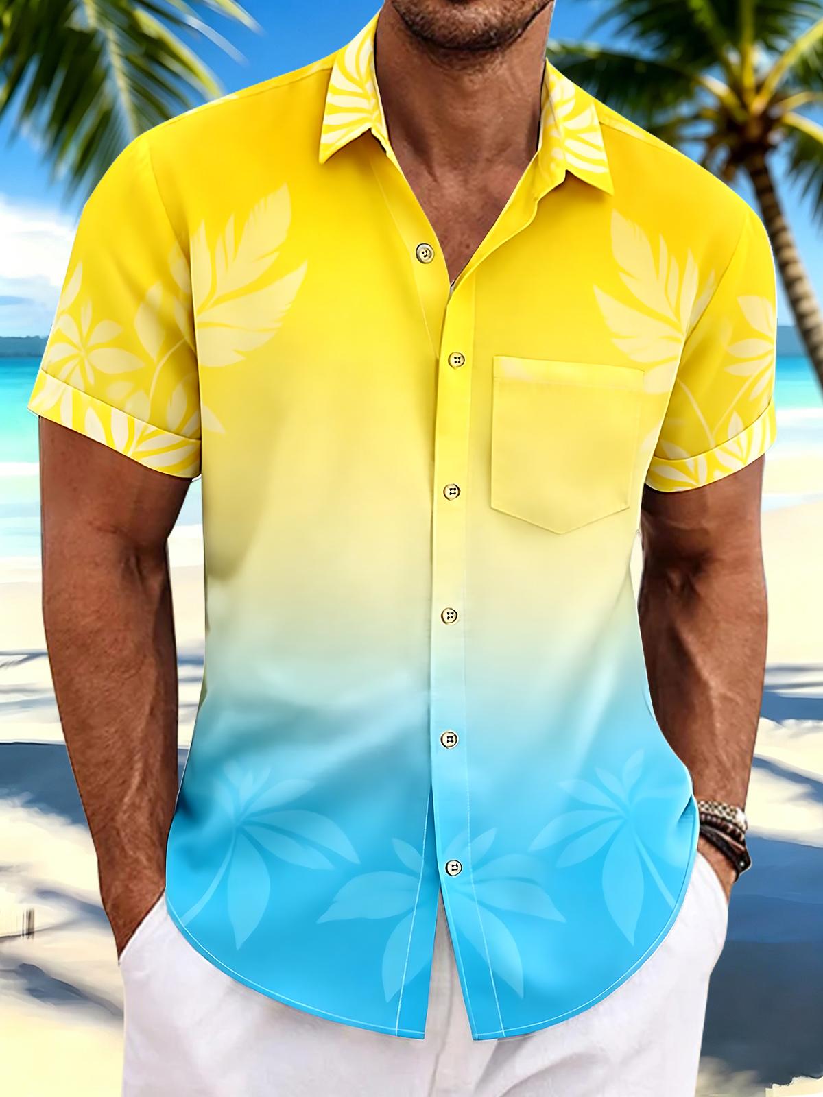 Hawaiian Leaf Men's Pocket Short Sleeve Shirts