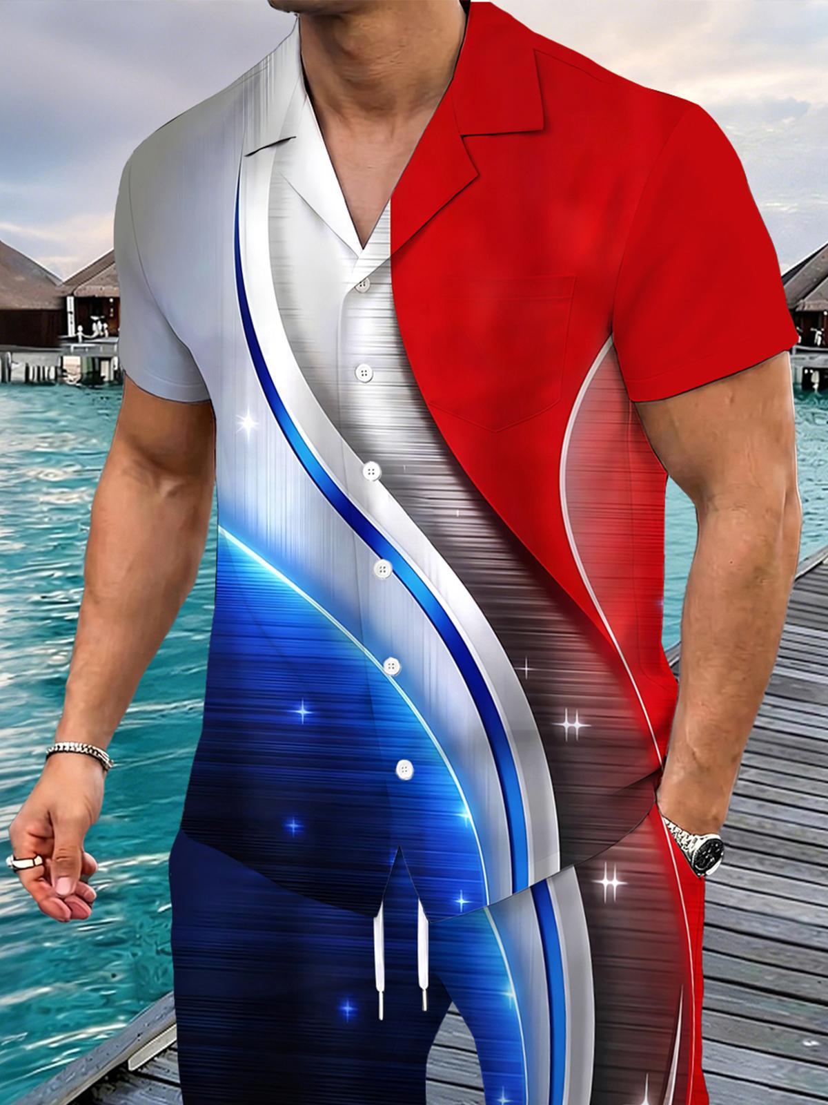 Independence Abstract Men's Pocket Short Sleeve Shirts