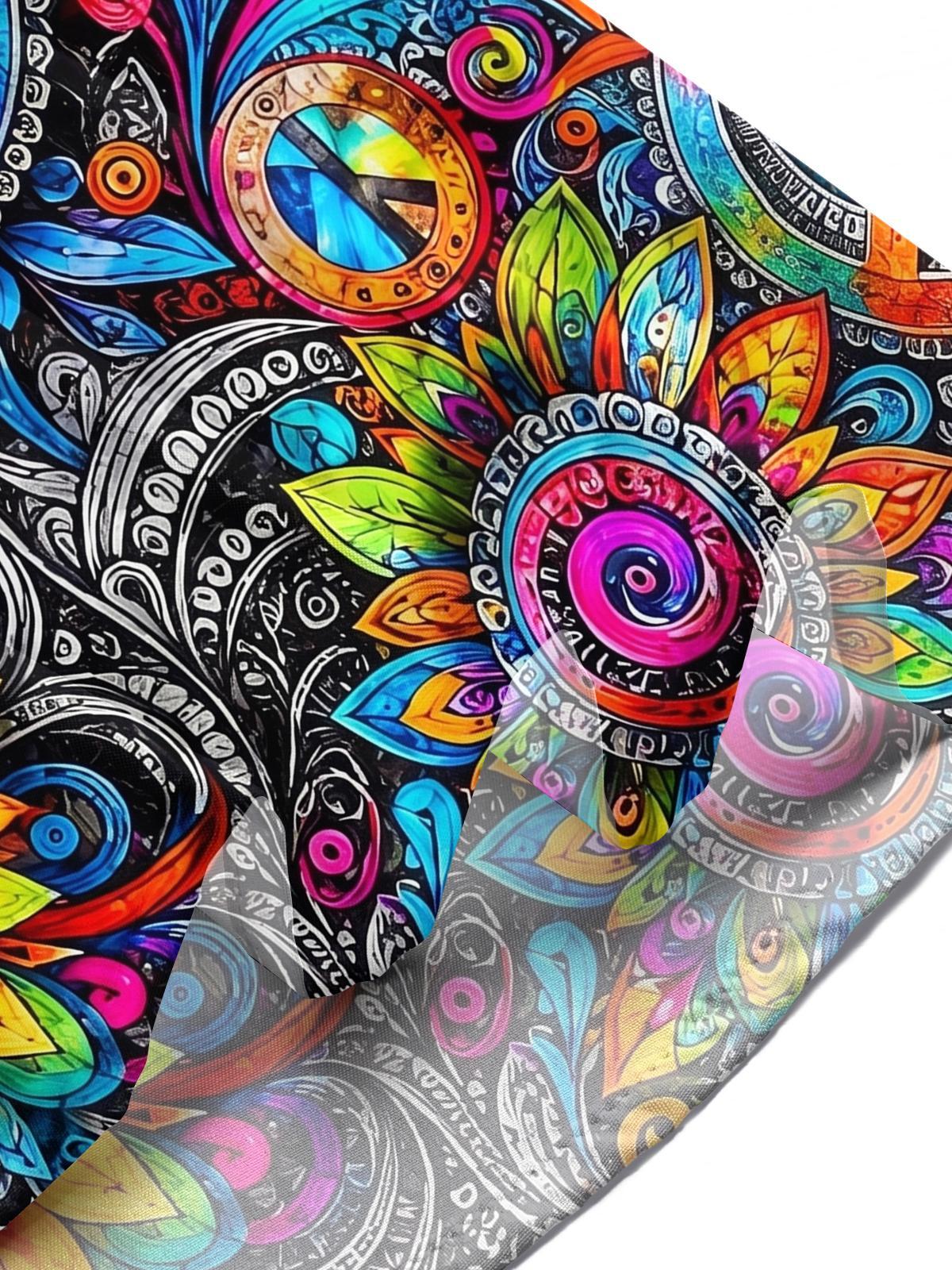 Hippie Bohemian Peace Mandala Men's Pocket Short Sleeve Shirts