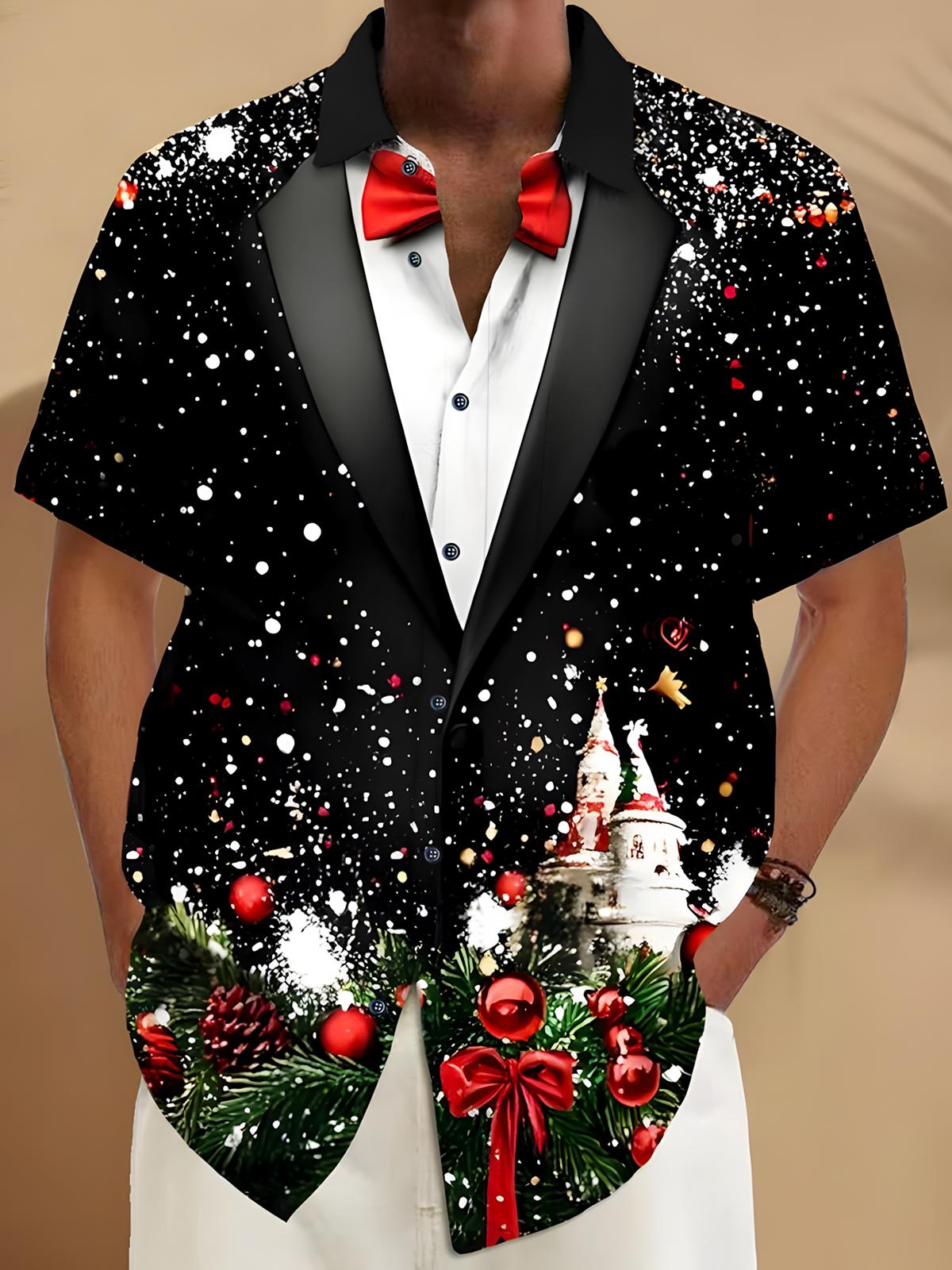 Christmas Men's Pocket Short Sleeve Shirts