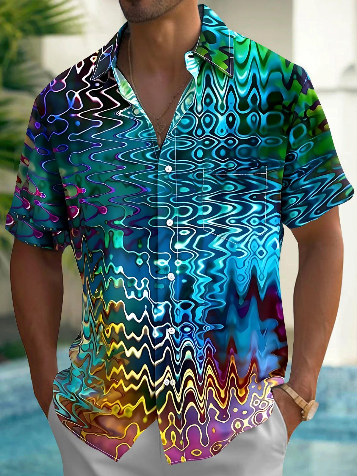 Abstract Men's Pocket Short Sleeve Shirts