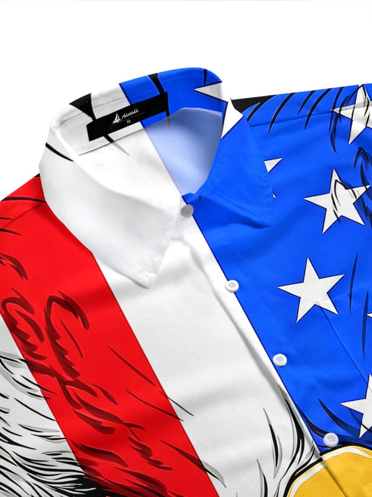 Eagle American Flag Men's Pocket Short Sleeve Shirts
