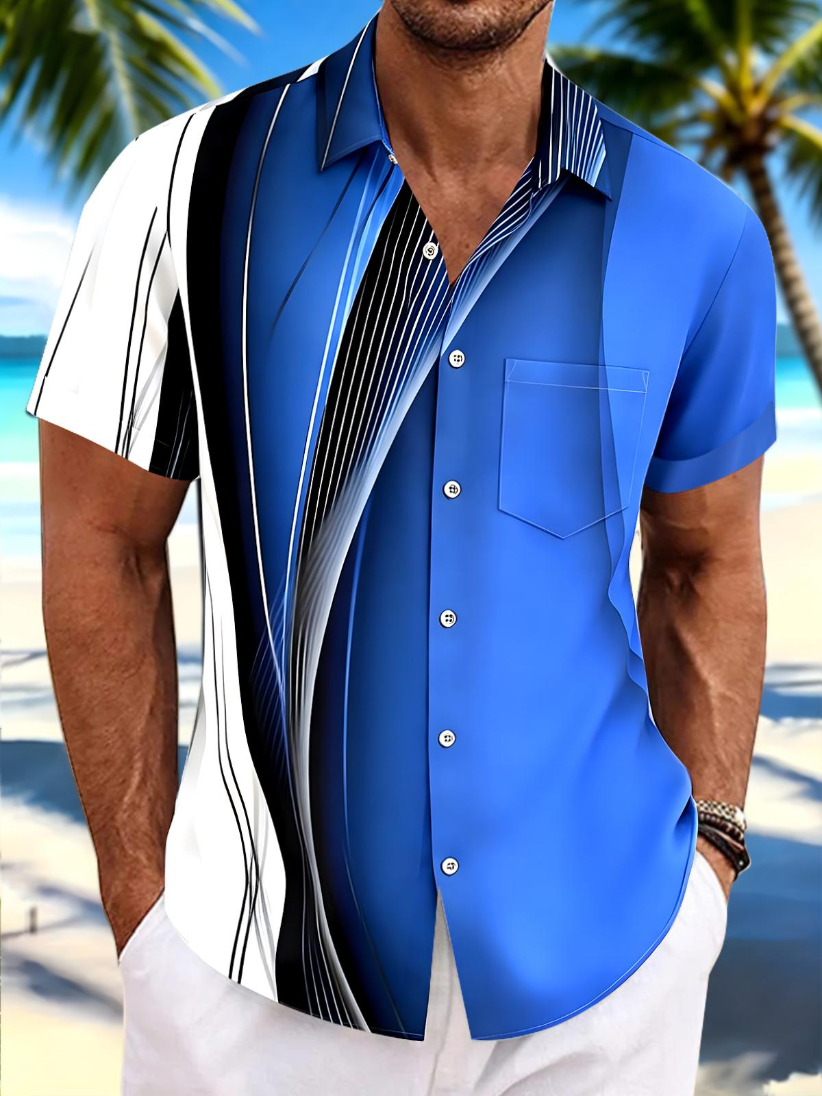 Abstract Men's Pocket Short Sleeve Shirts
