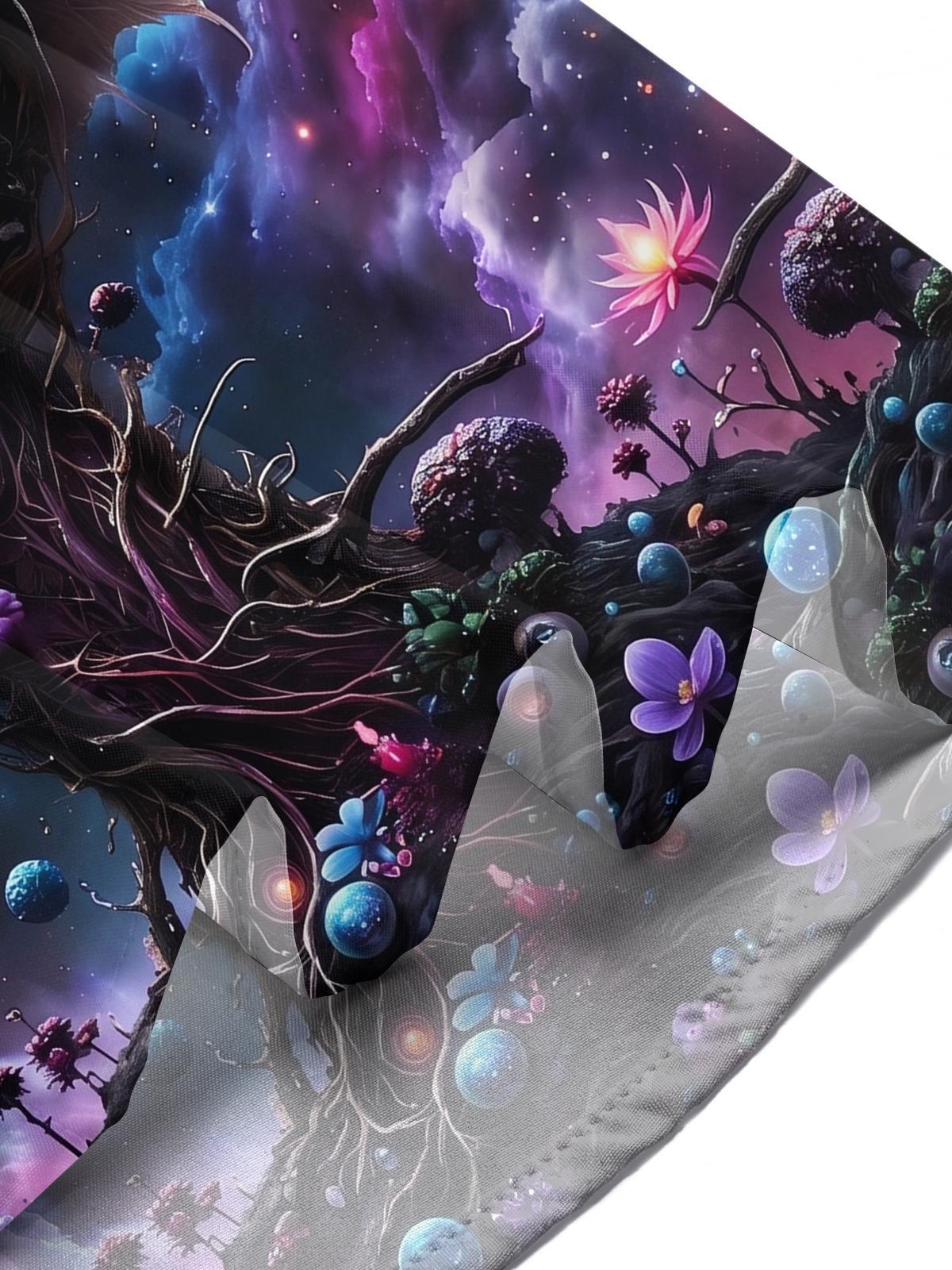Dark Cosmic Skull Butterfly Wings Fantasy Men's Pocket Short Sleeve Shirts