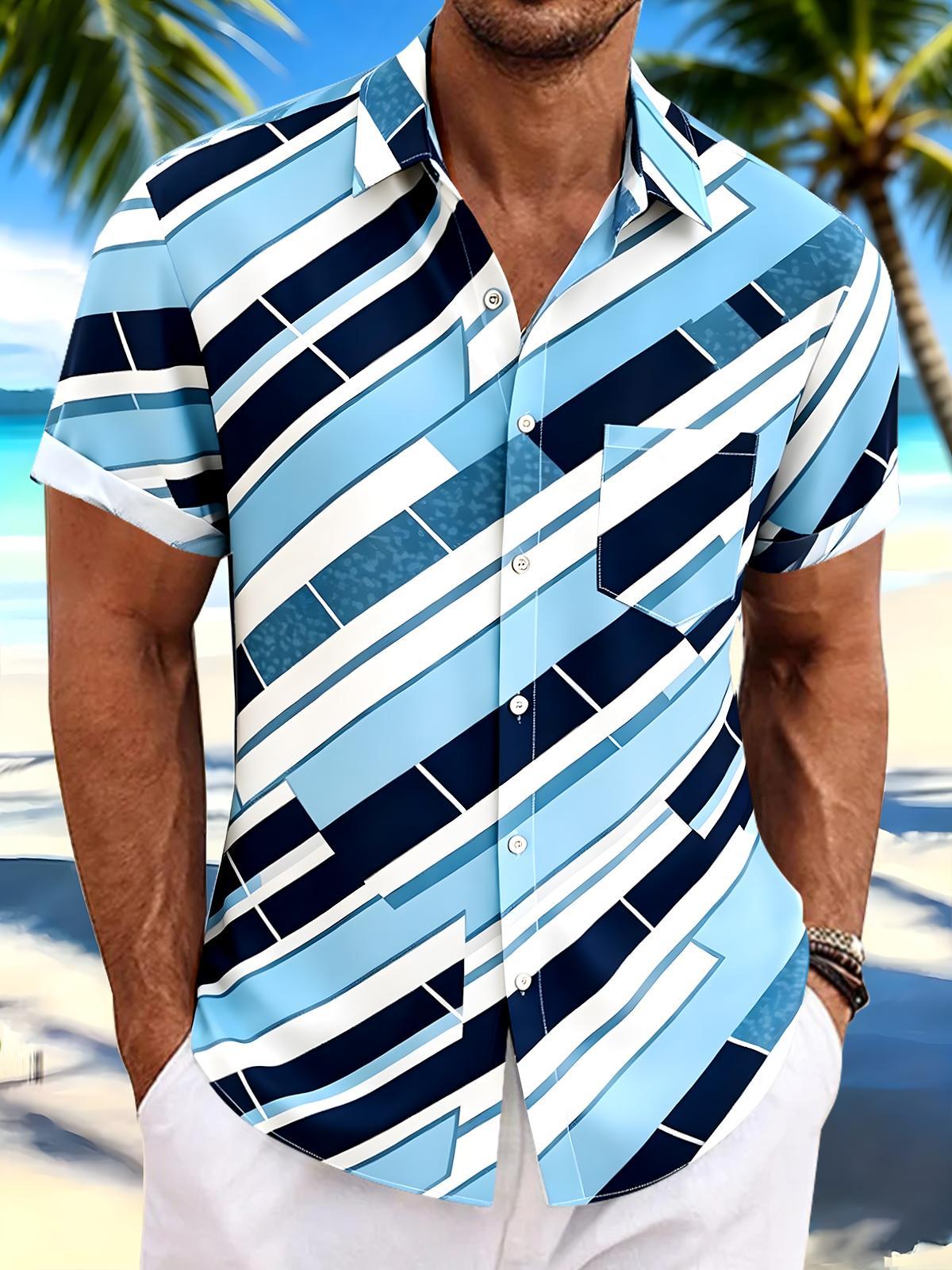 Geometry Men's Pocket Short Sleeve Shirts