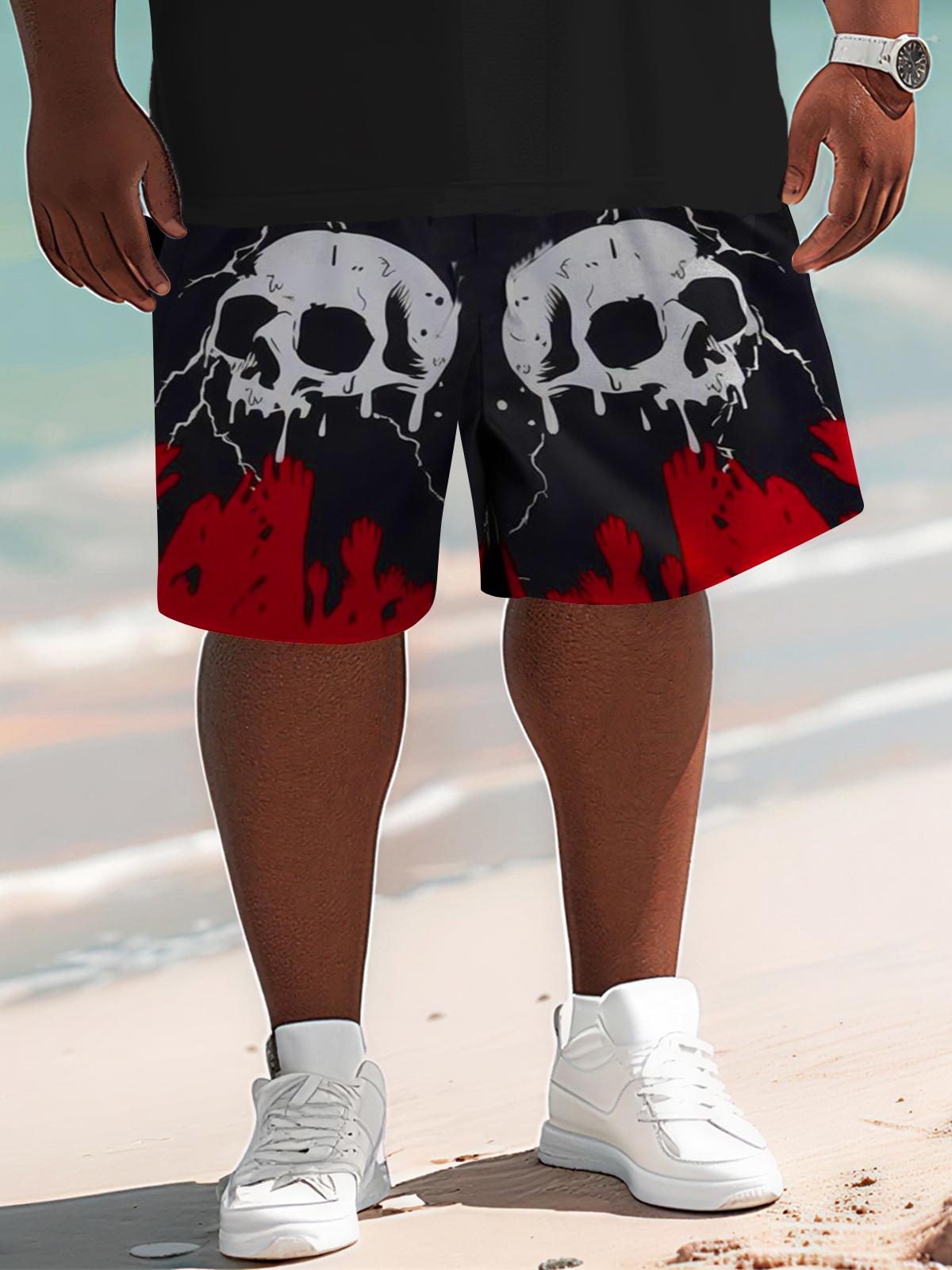 Skull Lightning Fight Plus Size Men's Print Shorts