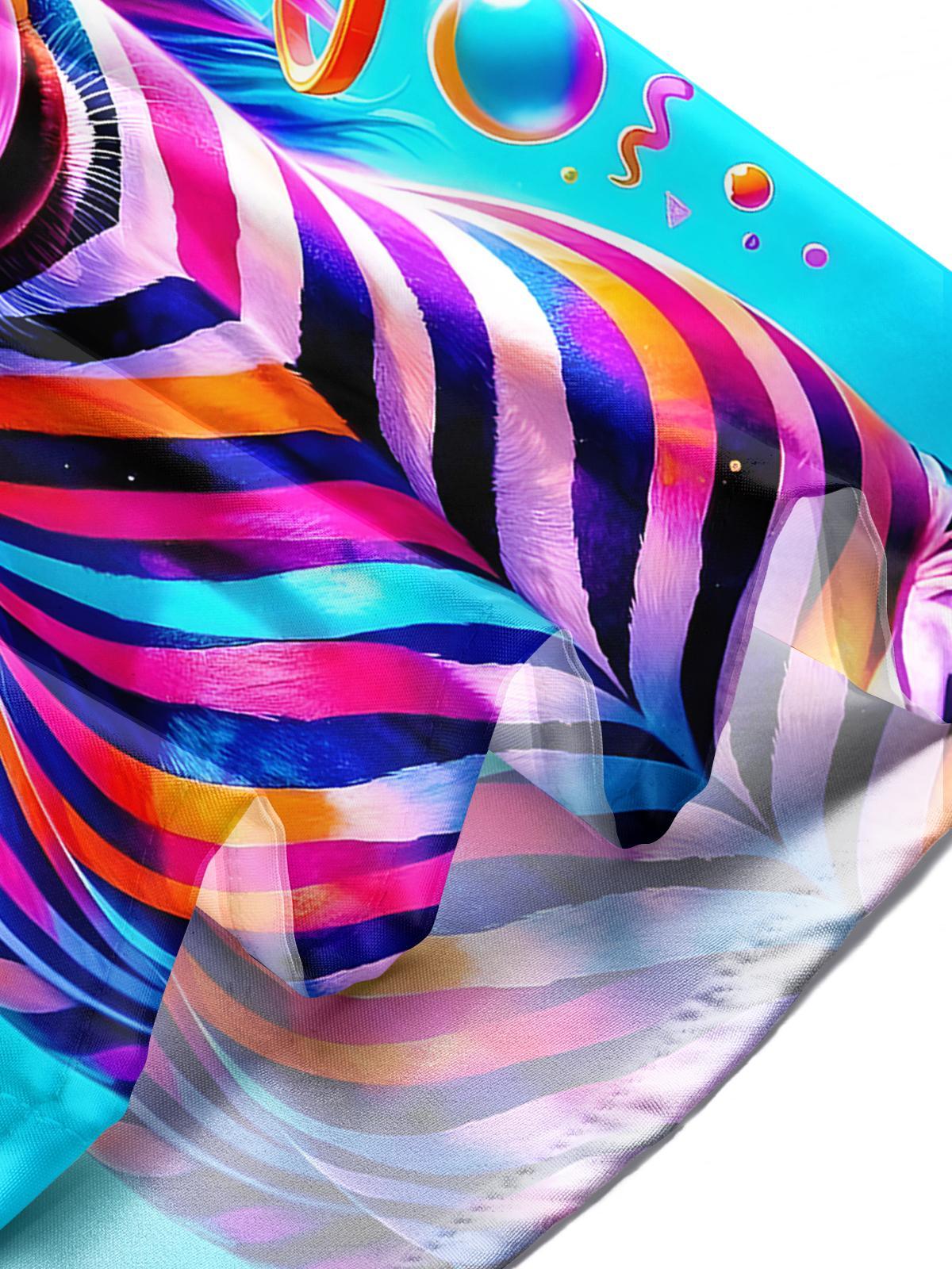 Funny Zebra Men's Pocket Short Sleeve Shirts