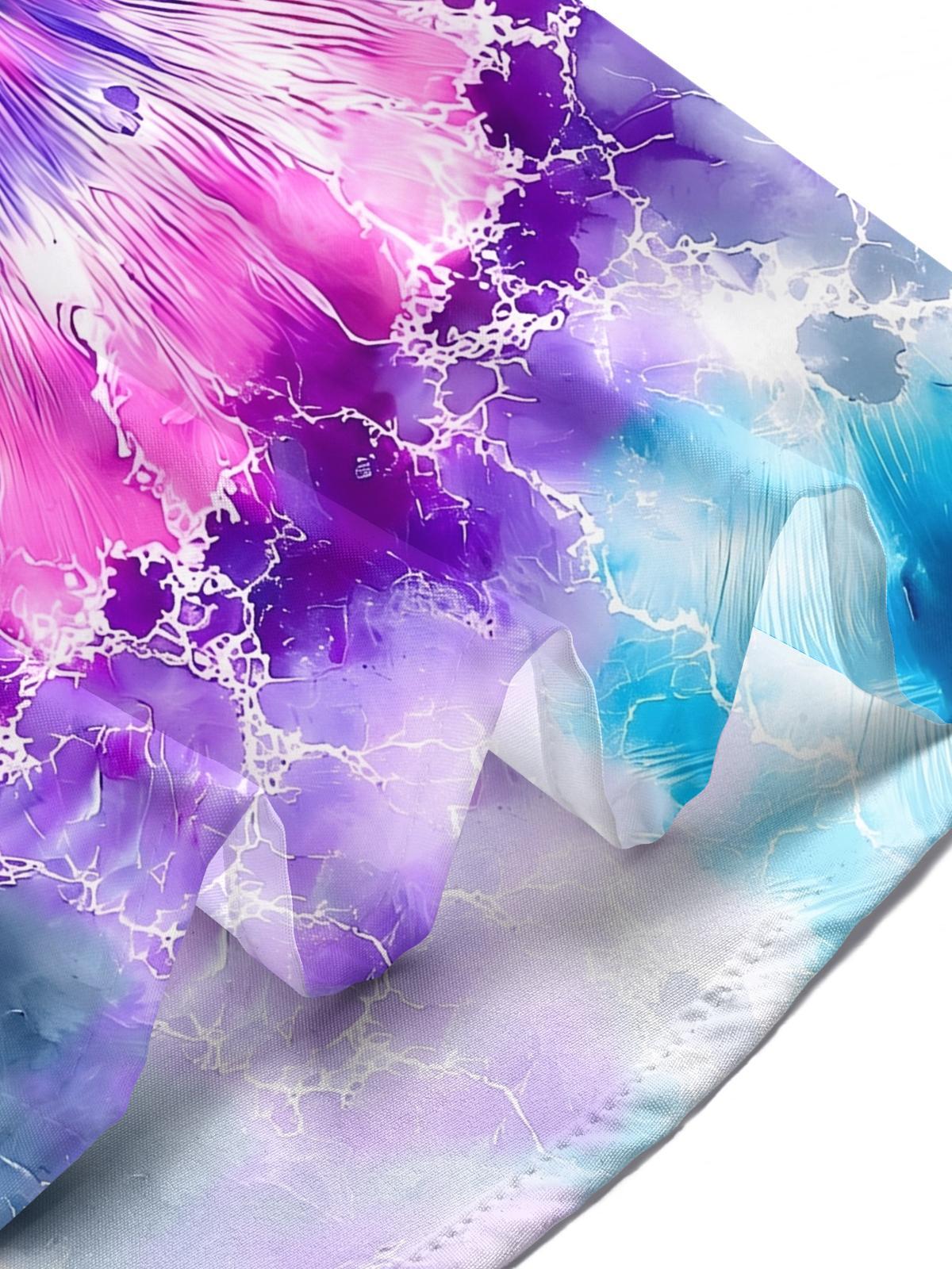 Abstract Tie-Dye Burst Radial Pattern Men's Pocket Short Sleeve Shirts