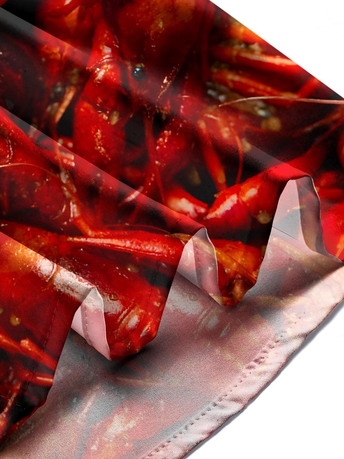 Crayfish Print Men's Pocket Short Sleeve Shirts