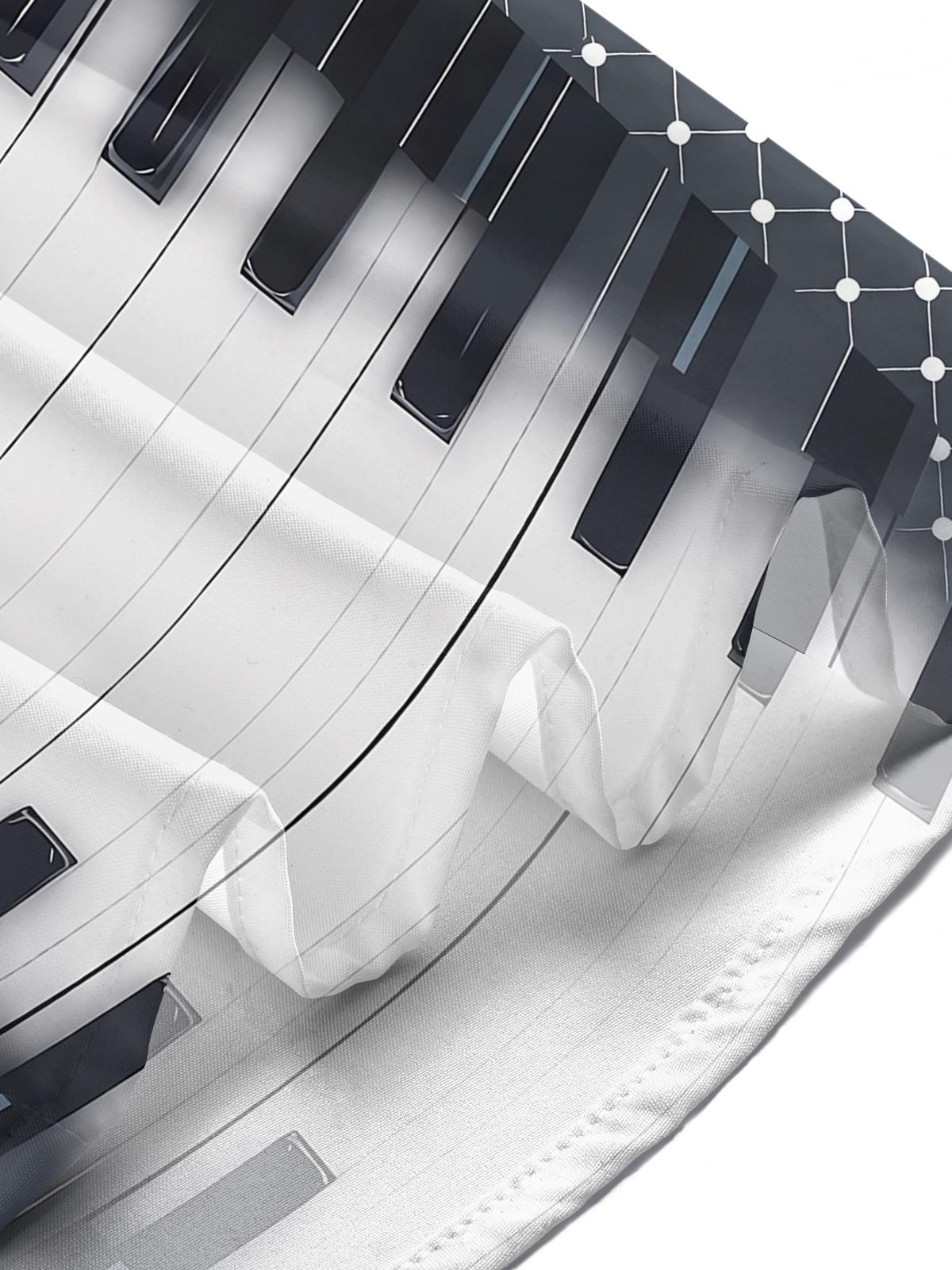 Black White Piano Key Musical Note Art Men's Pocket Short Sleeve Shirts