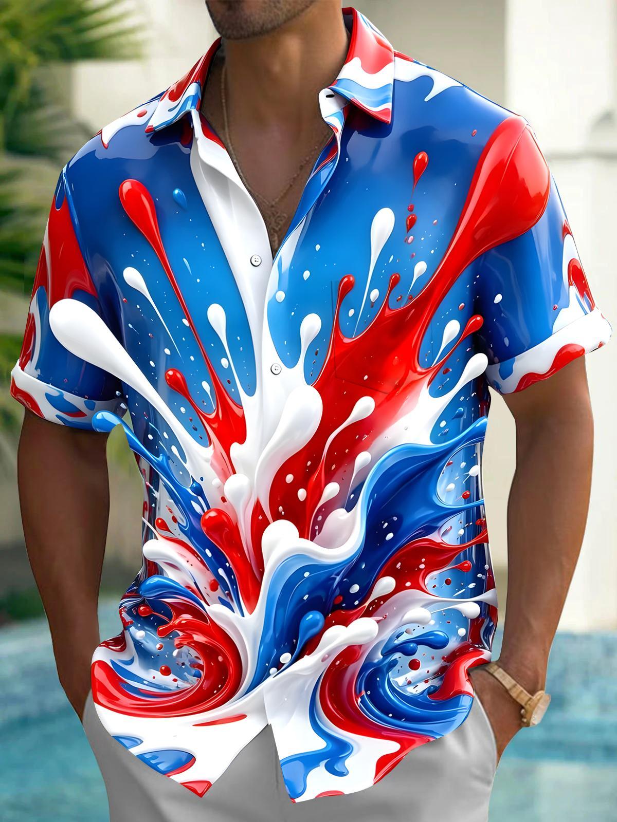 Tie Dye Abstract Men's Pocket Short Sleeve Shirts
