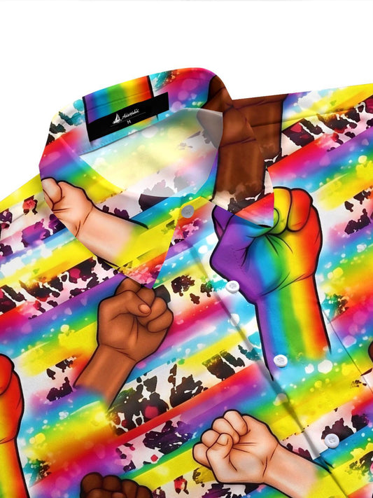 LGBTQ Fist Print Men's Pocket Short Sleeve Shirts