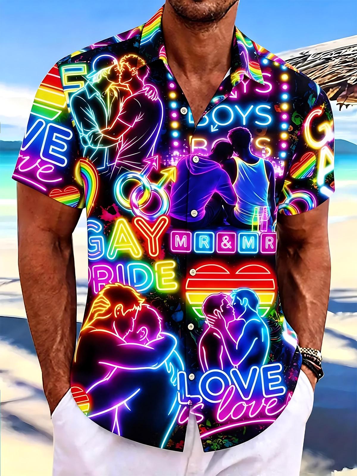 Pride Month Art Print Men's Pocket Short Sleeve Shirts