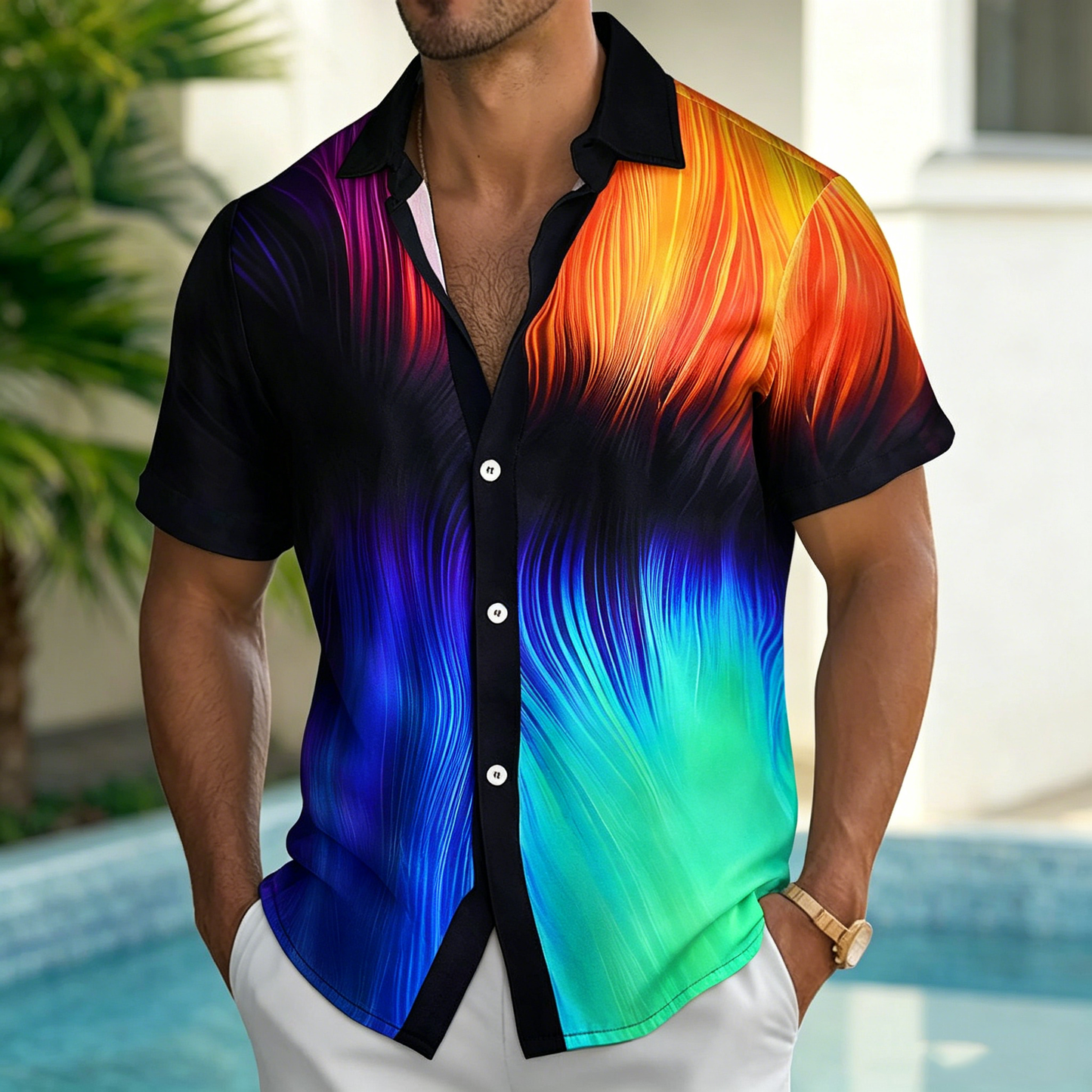 Hawaiian Shirts for Men Abstract Button Down Lapel Beach Shirts Loose Fit Trendy Summer Clothes for Vacation Travel gifts