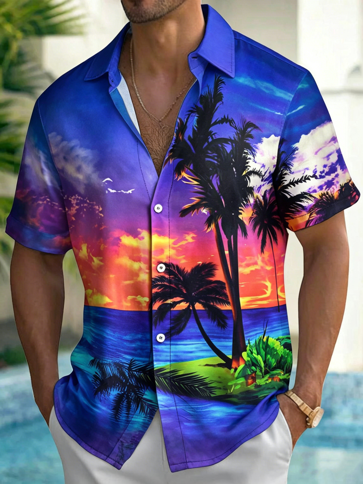 Mens Tropical Shirts Short Sleeve Hawaiian Palm Tree Loose Fit Vacation Shirts Fashion Lightweight Clothes Daily Wear kindly