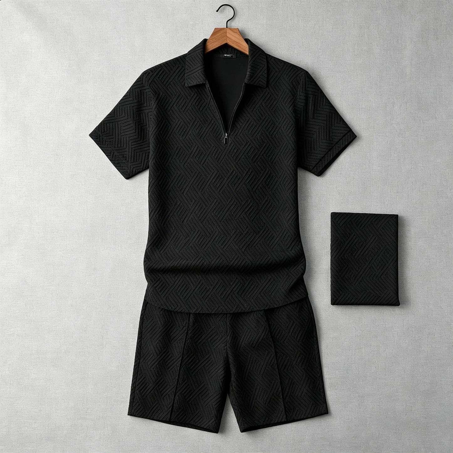 Men's Geometric Lapel Casual Set
