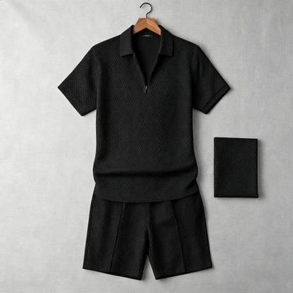 Men's Geometric Lapel Casual Set
