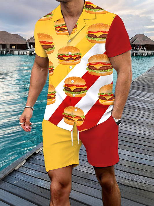 Hamburger Men's Pocket Short Sleeve Set