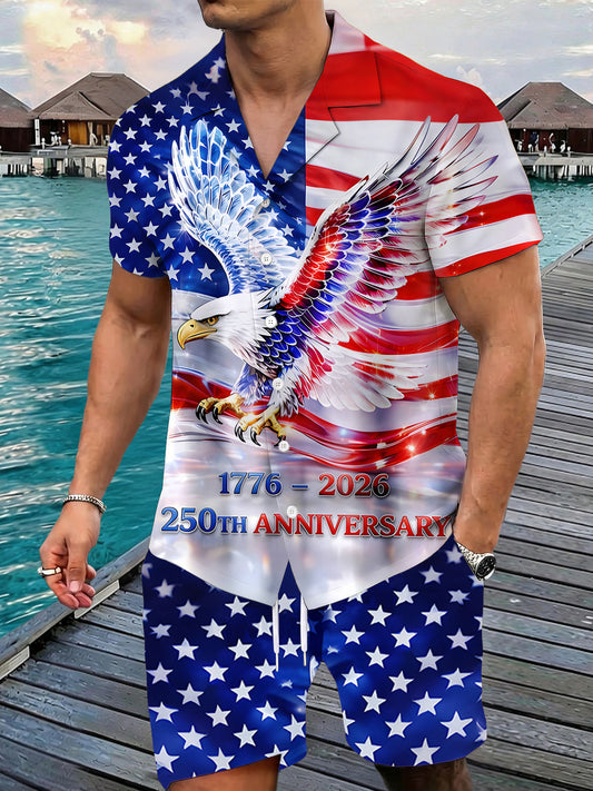 250th Anniversary Celebrate Eagle Men's Pocket Short Sleeve Sets