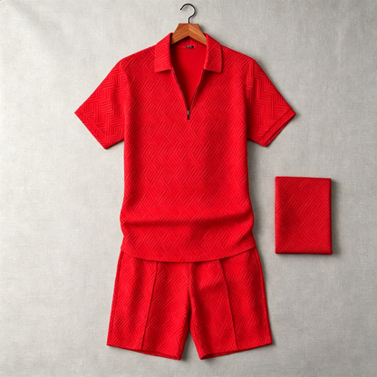 Men's Geometric Lapel Casual Set