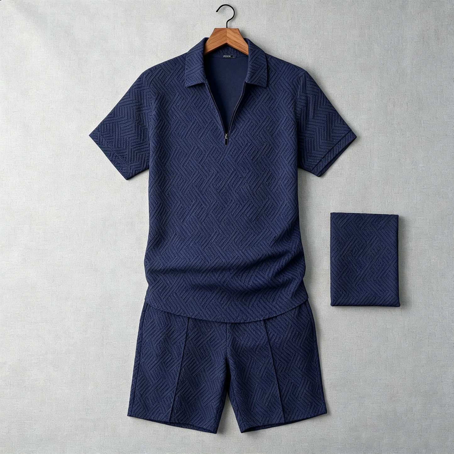 Men's Geometric Lapel Casual Set