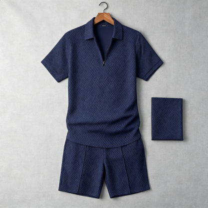 Men's Geometric Lapel Casual Set