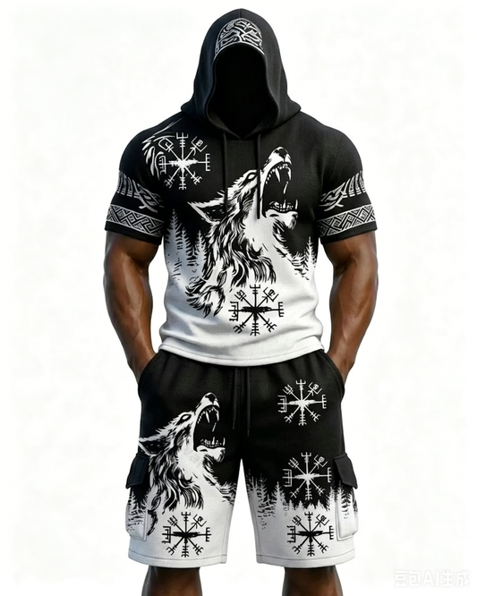 Men's Fashion Embroidered Hoodie and Pants Two-Piece Set