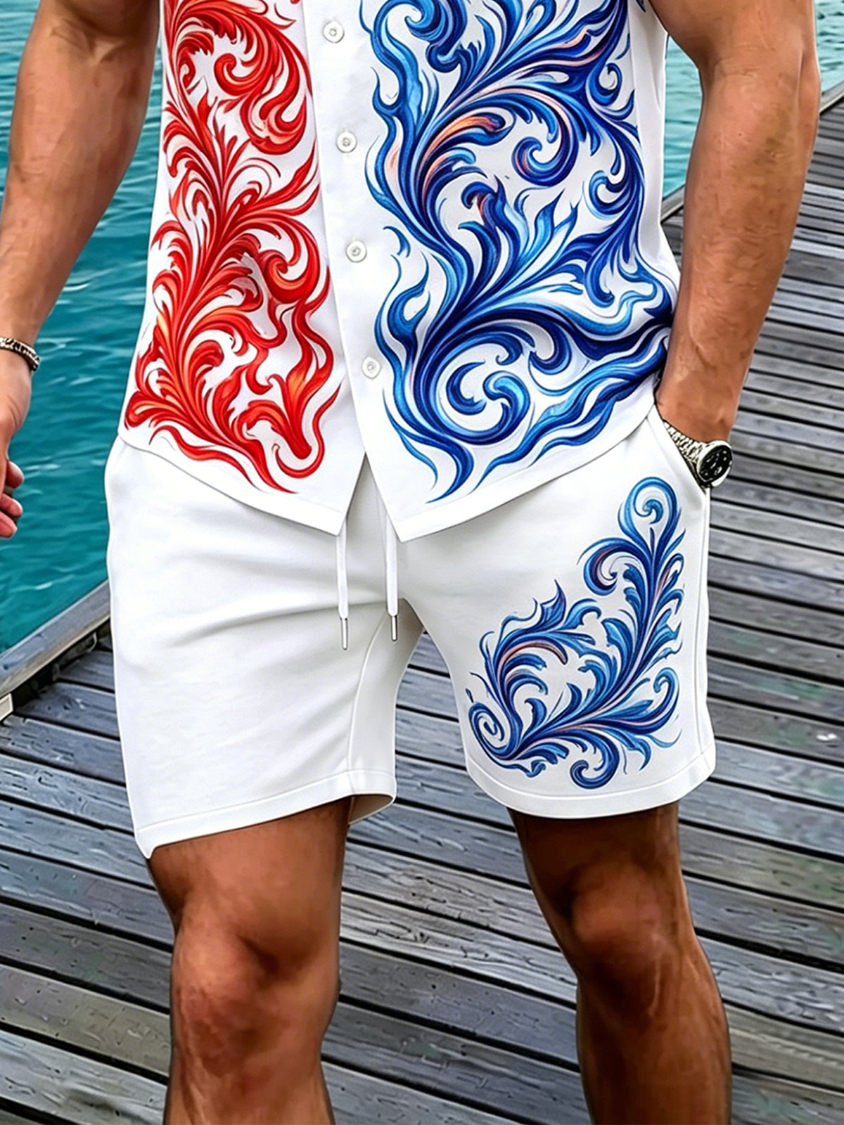Floral Men's Pocket Short Sleeve Set