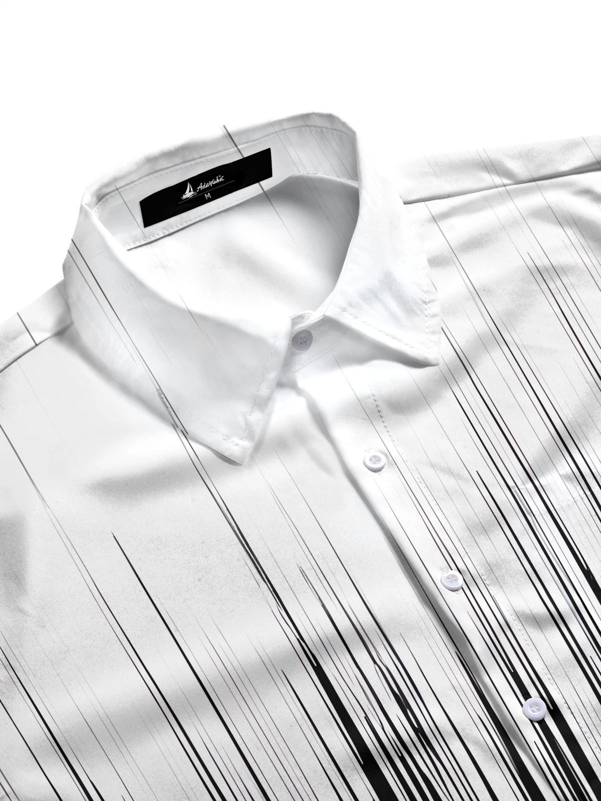 Casual Striped Print Men's Pocket Short Sleeve Shirts