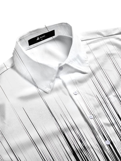 Casual Striped Print Men's Pocket Short Sleeve Shirts