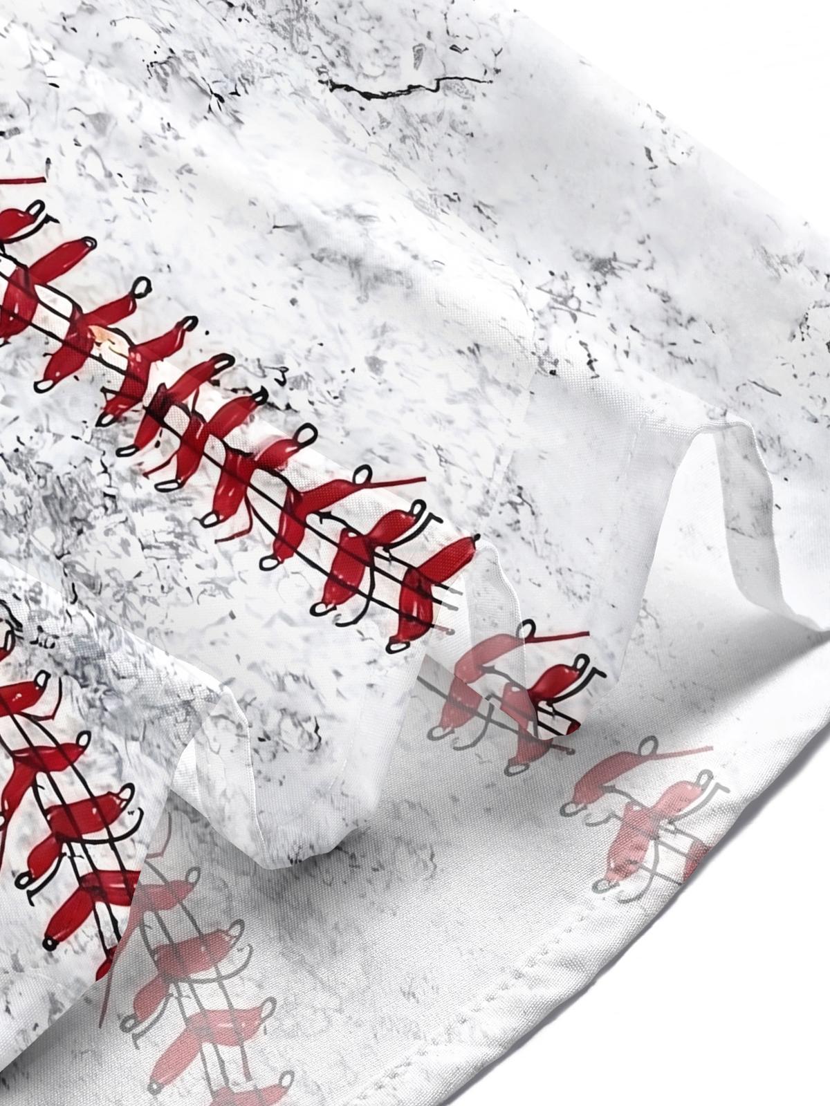 Baseball Print Men's Pocket Short Sleeve Shirts