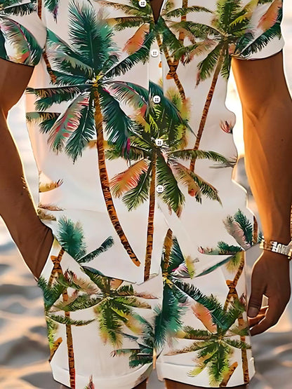 Hawaiian Palm Tree Print Men's Print Pocket Shorts