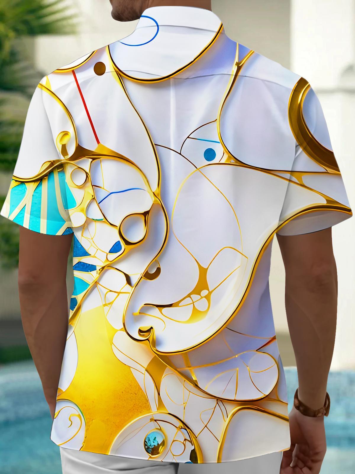 Molten Gold Fluid Art Men's Pocket Short Sleeve Shirts