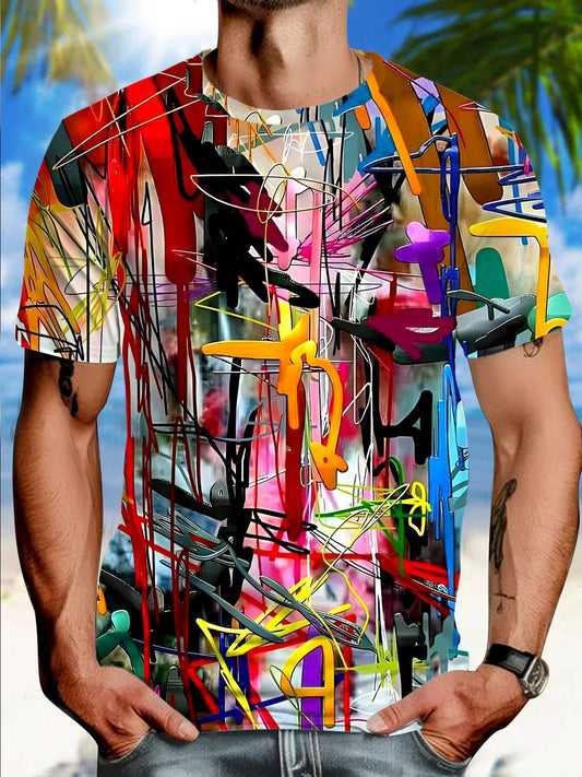Tie Dye Round Neck Short Sleeve Men's T-shirt