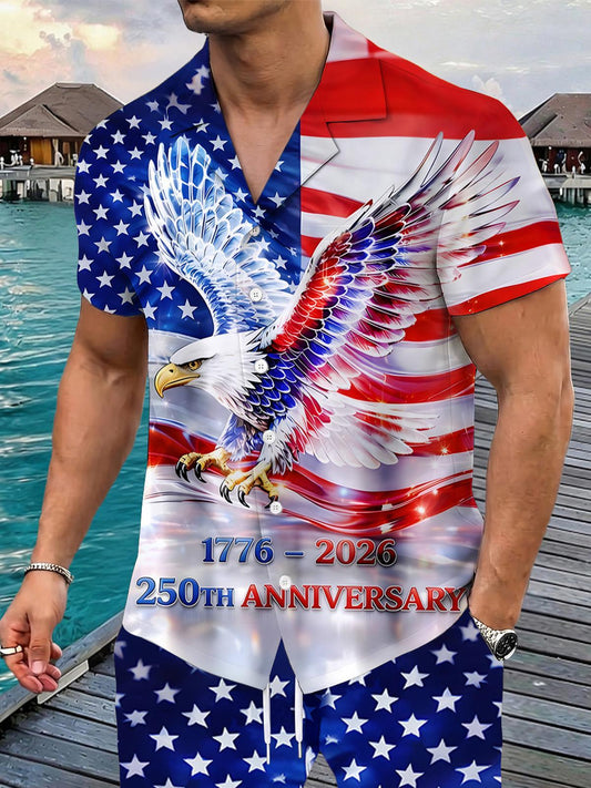 250th Anniversary Celebrate Eagle Men's Pocket Short Sleeve Sets