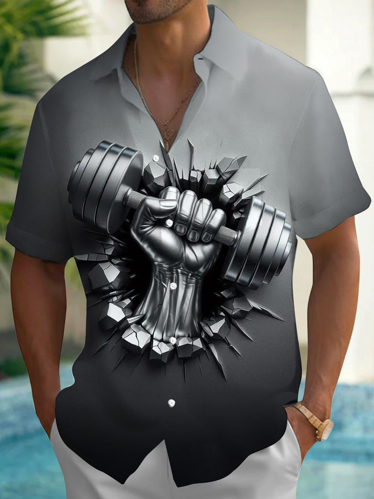 Weightlifting Art Print Men's Pocket Short Sleeve Shirts